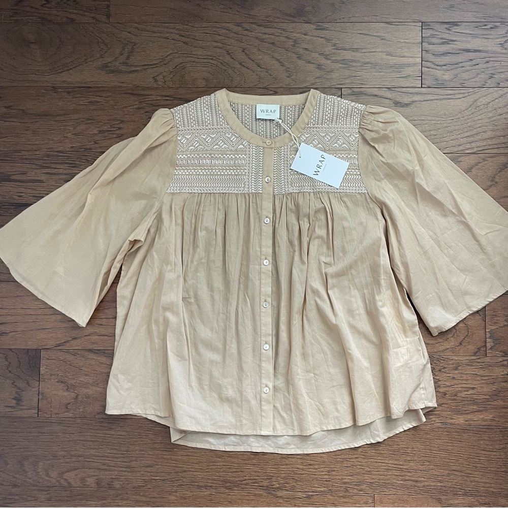 Wrap London Embroidered Cotton Blouse